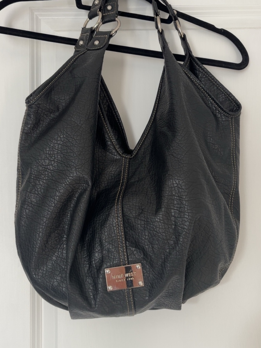 Nine West Black Slouchy Shoulder Hobo Bag